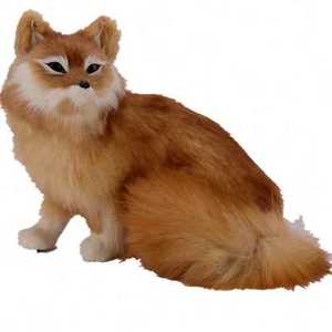 万嘉仿真狐狸模型家居装饰品摆件黄狐毛绒动物玩具礼品摄影道具o