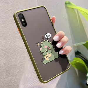 小恐龙红米9a手机壳女撞色边框硅胶小米透明摄像头全包redmi7/8/9/7a