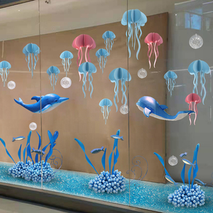 夏季海洋主题创意装饰水母道具服装店橱窗店铺吊饰美陈展厅布置