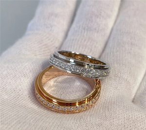 piaget/伯爵时来运转戒指 18k玫瑰金无钻 镶钻 男女情侣对戒 婚戒