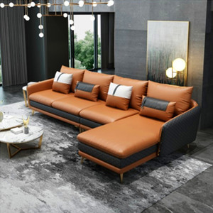 7字型沙发贵妃转角l组合硅胶皮乳胶小户型客厅北欧现代简约轻奢风