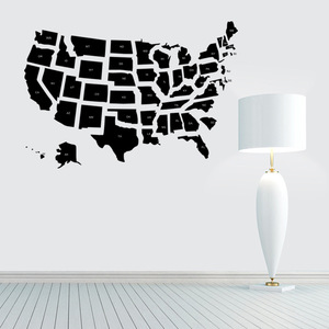 GB408个性创意精雕墙贴纸 美国map 客厅卧室装饰壁画亚马逊热销
