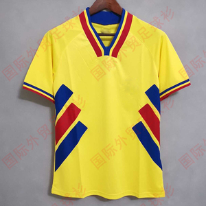 1994世界杯罗马尼亚主场复古足球衣服运动衫短袖上衣杜拉乔尤哈吉