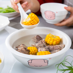 家用大号汤碗陶瓷餐具套装汤古创意泡面排骨酸菜鱼碗配大汤勺