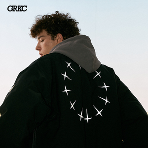 grkc中国 十字星圆环飞行夹克新款潮牌嘻哈外套男国潮嘻哈ins