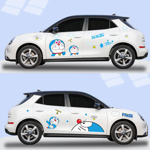 欧拉好猫车贴迷你改装叮当猫车身拉花可爱卡通装饰新能源汽车贴纸