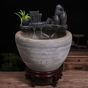 景德镇陶瓷金鱼缸阳台办公室客厅流水摆件水缸装饰庭院大缸养鱼盆