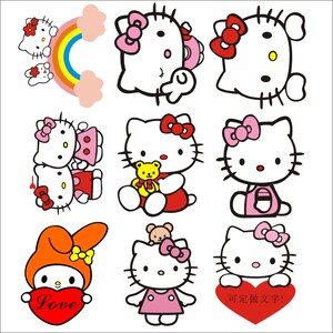 汽车卡通车身贴k凯蒂猫t猫咪套装贴纸装饰贴个性可爱卡通改装贴纸