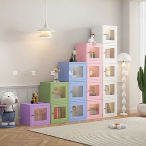 网红新款防尘书柜带门小书架置物架儿童自由组合展示手办玩具柜子