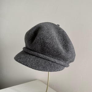 秋冬女士画家帽羊毛呢保暖贝雷帽八角帽显脸小韩版报童帽洋气灰色