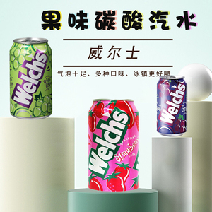 韩国果味碳酸饮料威尔士果汁罐装草莓紫葡萄味进口威尔仕气泡水