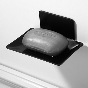 304不锈钢沥水肥皂盒置物架黑色壁挂卫生间浴室厕所香皂网碟免钉