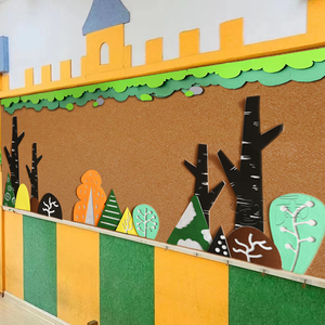 森林环创墙面墙贴黑板组合区角学校文化评比卡通室内布置装饰材料