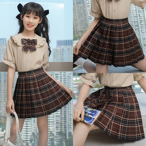 女童jk制服夏装百褶短裙夏季儿童格子裙校服套装小学生裙子学院风