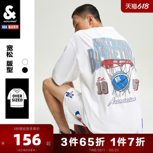 杰克琼斯奥特莱斯NBA联名款湖人队夏男士衣服舒适字母印花T恤短袖