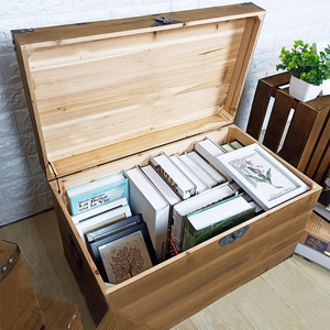 复古木箱带锁实木箱子储物箱定制小木盒做旧装饰长方形带盖大木箱