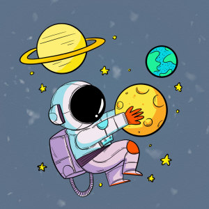 新款卡通可爱宇航员柯式烫画儿童亲子服装宇宙星球图案a 级热印贴