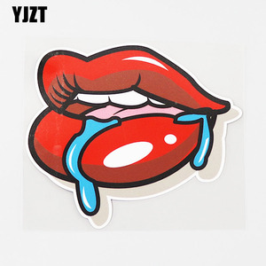 yjzt 个性创意汽车贴纸遮划痕性感流口水嘴唇防水装饰贴cs1158