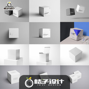 多角度正方体盒子外包装设计展示模型ps样机智能贴图素材psd模板