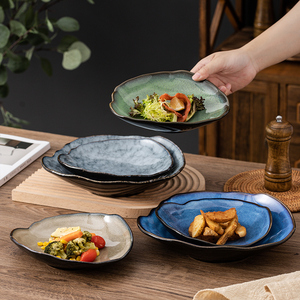 日式创意异形盘子菜盘家用陶瓷不规则精致漂亮好看的意面西餐餐盘