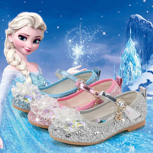 爱莎水晶鞋2022年新款款小女孩春秋儿童皮鞋软底女童安娜公主单鞋