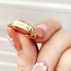 定制24k999黄金戒指情侣款一对时尚私人个性求婚订婚刻字手工素圈