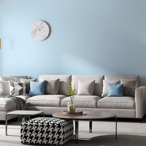 木秀家居旗舰店天猫蓝色系墙纸天空蓝蔚蓝色纯色卧室客厅背景墙