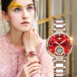 瑞士正品名牌阿玛尼手表女时尚气质镂空四叶草女士夜光防水机械表