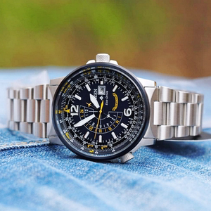 代购正品citizen西铁城光动能夜鹰系列蓝天使防水男表 bj7006-56l