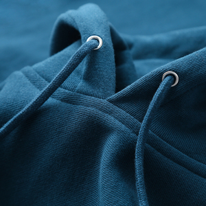 摩洛哥午夜蓝 纯棉横向编织宽松卫衣460g春重磅纯色简约运动外套