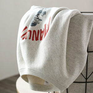 manumit 极致灰重磅横向编织纯色印花圆领卫衣迷雾雪花灰纯棉上衣