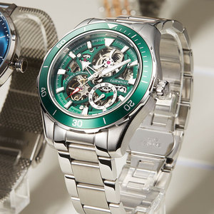 马克华菲手表男2022新款水鬼绿全自动防水机械腕表潜水男表大表盘