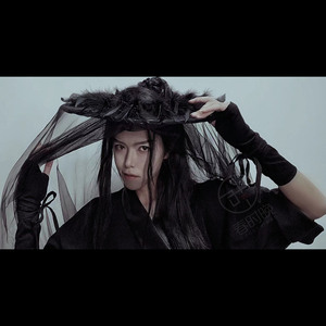 春时晚汉服斗笠帽古风斗笠黑纱斗笠古装侠客侠女拍摄道具