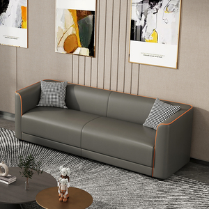 沙发小户型客厅猫爪皮艺现代简约出租房办公室双人三人休息区接待