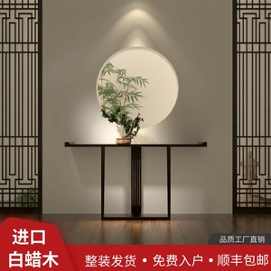 新中式玄关案几禅意条案桌现代简约白蜡木端景台实木靠墙柜门厅