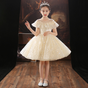 花童婚礼小女孩礼服女童高端主持人钢琴演出服儿童公主裙蓬蓬纱裙