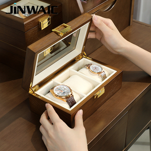 今伟创高档实木手表收纳盒防尘玻璃盖手表盒腕表首饰盒手表盒子