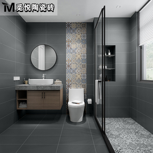 灰色墙砖300x600仿古砖卫生间瓷砖黑色简约现代厨房阳台全瓷地砖