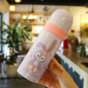 子弹头儿童保温杯学生带小杯子带盖可爱卡通便携水杯女大容量女孩