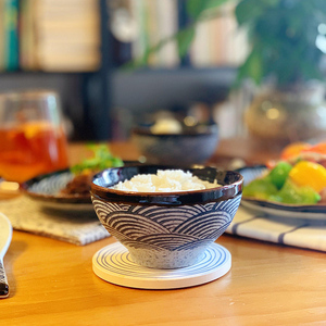 古怪小姐歺具碗盘家用组合中式碗日式不烫手青海波小碟子个性创意