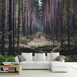 北欧复古意境森林迷雾高山客厅沙发背景墙电视背景墙纸壁画