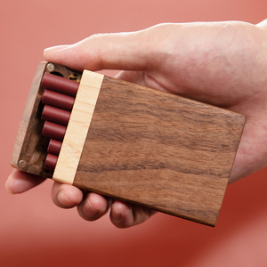 CigarKing茄皇胡桃木烟盒创意个性随身携带木质细支粗烟复古盒子