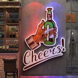 创意网红酒吧小酒馆烧烤肉餐饮饭店铺背景墙面装饰品氛围布置贴画