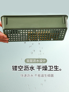盒筷子家用带盖透明塑水料筷子笼多能功置物防尘沥厨房筷笼2216收