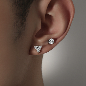 钻石耳钉男纯银高级感冷淡风设计感小众潮痞帅耳环养耳洞女耳饰品