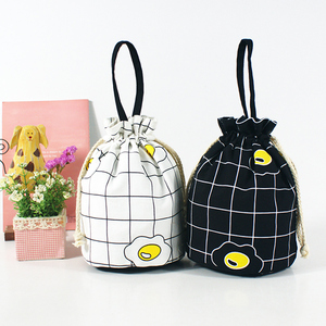 拉绳束口装手机的小包小袋子迷你帆布零钱袋手提化妆包收纳袋抽绳