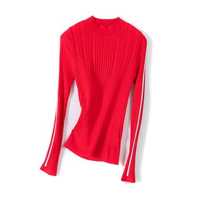 【千】●花海专柜品牌折扣女20冬新条纹毛衣螺纹收口针织衫