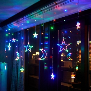 LED彩灯闪灯串灯满天星月窗帘灯网红房间布置挂灯瀑布灯新年装饰