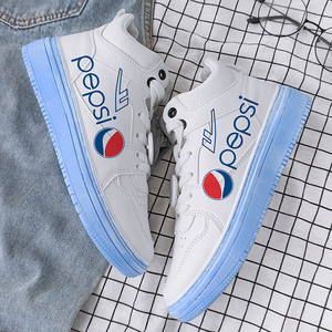 回力ow联名百事可乐高帮板鞋男秋季樱花空军一号情侣爆改aj小白鞋