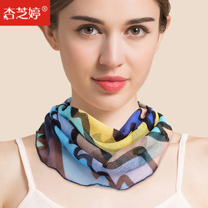 真丝围脖女春夏防晒中年小丝巾领圈百搭假领子薄款桑蚕丝护颈脖套